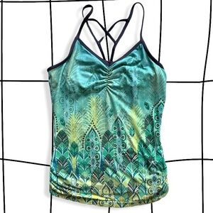 Prana green printed yoga tank